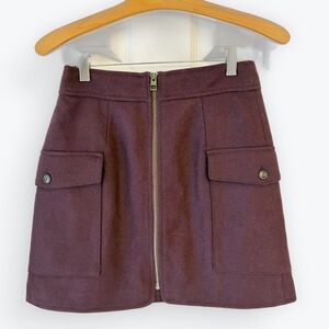 NWT Madewell Zip-Front Mini Skirt Bordeaux Burgundy 00
